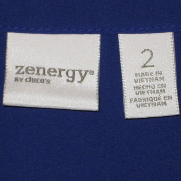 Zenergy by Chicos Blue Zip Jacket Size 2 Large 3/4 Sleeves Excellent Condition - Picture 2 of 8